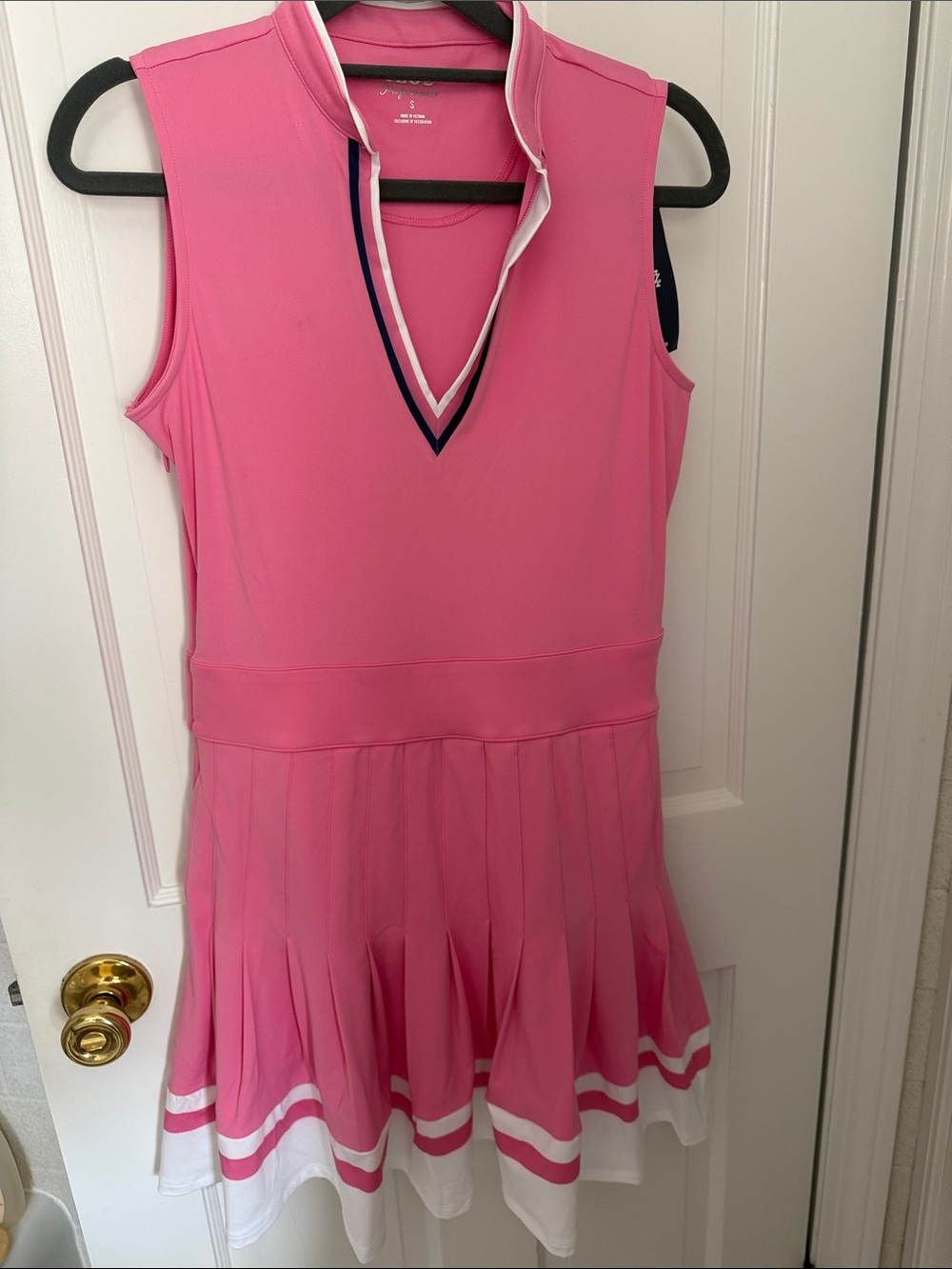 Izod Sleeveless Pink Tennis / Golf Dress with White Trim and Pleats - NWT